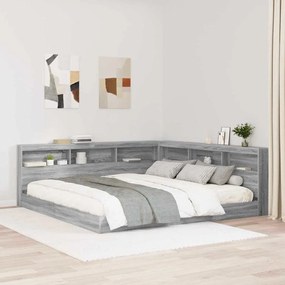 vidaXL Cama Estante Cinza Sonoma 200x200 cm em Madeira
