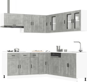 vidaXL 11 peças armário de cozinha conjunto Porto cinzento cimento
