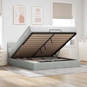 Estrutura de cama otomana com colchão 160x200 cm cinzento claro