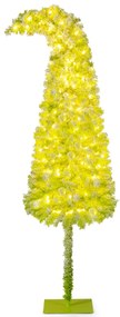 Árvore de Natal Fantasiosa de 210 cm Topo Flexível Artificial com Luzes (DECORAÇÃO NÃO INCLUIDA) para Festas e 366 Pontas de Galhos Verdes