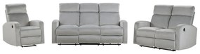 Conjunto de sofás com 6 lugares reclináveis elétricos em veludo cinzento claro VERDAL Beliani