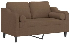 Sofá 2 lugares + almofadas decorativas 120 cm tecido castanho