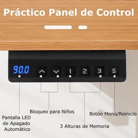 Secretária eléctrica de escritório com tampo de mesa 4 funções de memória 2 ganchos de suspensão 120 x 60 x 73-122 cm Natural