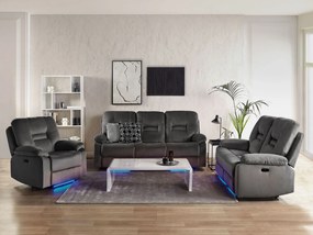 Sofá reclinável de 3 lugares veludo cinzento escuro com LED e entrada USB BERGEN Beliani