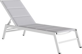 Outsunny Espreguiçadeira Acolchoada, Encosto 6 Posições, Estrutura em Alumínio, Capacidade 120 Kg, Cinza Claro | Aosom Portugal