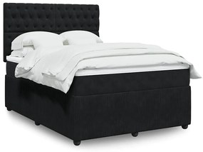 vidaXL Cama com molas/colchão 140x190 cm veludo preto