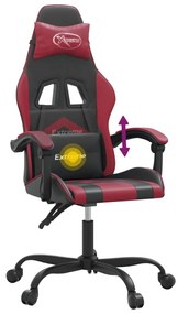 Cadeira gaming giratória couro artificial preto/vermelho tinto