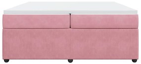 Cama com molas/colchão 200x200 cm veludo rosa