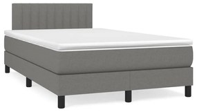 vidaXL Cama box spring c/ colchão e LED 120x190 cm tecido cinza-escuro