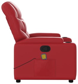 Poltrona de massagens reclinável couro artificial vermelho