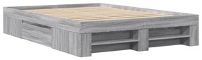 Estrutura de cama 135x190 cm derivados de madeira cinza sonoma