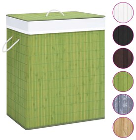 Cesto para roupa suja 83 L bambu verde