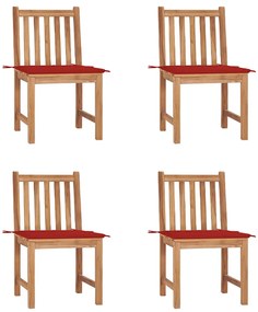vidaXL Cadeiras de jardim c/ almofadões 4 pcs madeira de teca maciça