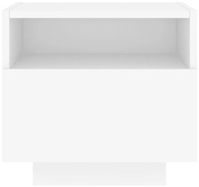 Mesa de cabeceira com luzes LED 40x39x37 cm branco