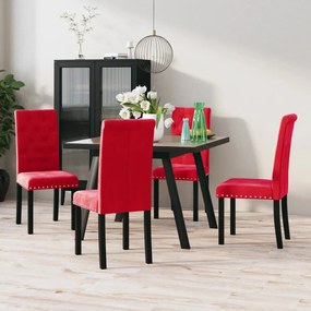 vidaXL Cadeiras de jantar 4 pcs veludo vermelho tinto