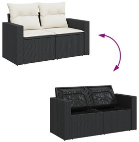 13 pcs conjunto de sofás de jardim com almofadões vime PE preto