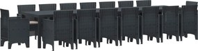 vidaXL Conjunto de Jantar para Jardim com Almofadas 17 pcs Antracite