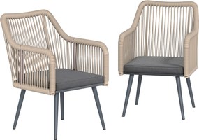 Outsunny Cadeiras de Jantar para Exterior em Aço, para Pátio, Varanda, Terraço, Exterior, 54x65x80cm, Cinzento Escuro | Aosom Portugal