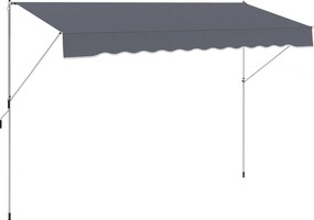 Outsunny Toldo Manual Retrátil 4x1,2 m Altura Ajustável 170-280 cm com Manivela Anti-UV e Impermeável Sem Perfuração Cinzento Escuro | Aosom Portugal