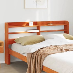 vidaXL Cabeceira com prateleiras 140 cm pinho maciço castanho-mel