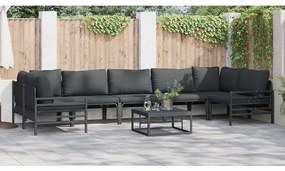 Conjunto de Sofá de Jardim 7 pcs Cinzento-escuro Aço