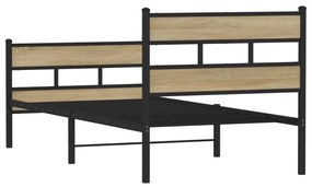 Estrutura de cama sem colchão 100x200 cm metal carvalho sonoma