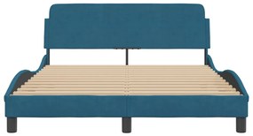 Estrutura de cama c/ cabeceira 140x200 cm veludo azul