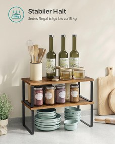Conjunto de 4 prateleiras cozinha para especiarias Castanho vintage-Preto