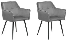 Conjunto de 2 cadeiras de veludo cinzento escuro JASMIN Beliani