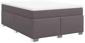 Cama com molas/colchão 140x200 cm couro artificial cinzento