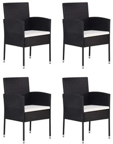 5 pcs conjunto de jantar para jardim vime PE preto