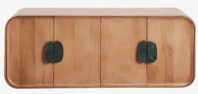 Conjunto De Móvel De Casa De Banho Dupla Suspensa 130x45 Cm Em Madeira De Manga E Pedra Natural Kivalina Mármore Verde Udaipur - Madeira - Sklum