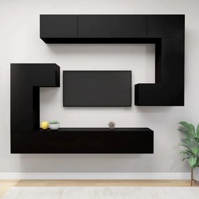 Conjunto móveis de TV 8 pcs madeira processada preto