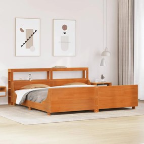 Cama sem colchão 180x200 cm pinho maciço castanho-mel