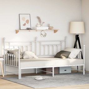 Cama Dia vidaXL com Cama Auxiliar Branca 100x200 cm em Aço