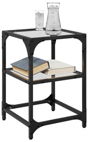 Mesa de centro c/ tampo em vidro transparente 30x30x45 cm aço