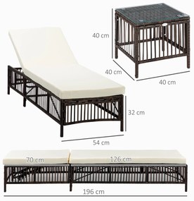 Conjunto de 2 Espreguiçadeiras de Jardim Espreguiçadeiras de Vime Sint