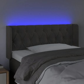 Cabeceira cama c/ luzes LED veludo 93x16x78/88cm cinza-escuro