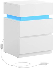 Mesa de cabeceira VASAGLE, com faixa de LED multicolorida ajustável, 3 gavetas, estilo moderno, 35 x 40 x 55 cm, branca LET630T10