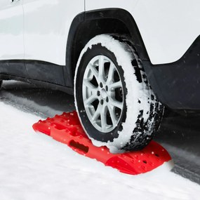 Placas de tração off-road Todo o Terreno tapetes de tração 2 peças para extração e recuperação de veículos de neve lama 58 x 31 x 6 cm Vermelho