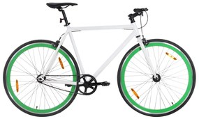 vidaXL Bicicleta de mudanças fixas 700c 59 cm branco e verde