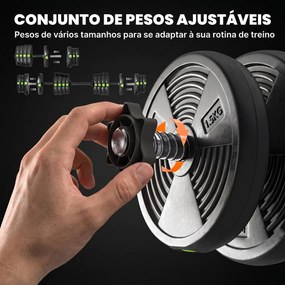 Kit de Halteres 30 kg 2 em 1 Jogo de Pesos com Barra de Pesos Pega Antiderrapante para Treino de Força  Preto e Verde