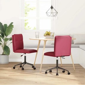 vidaXL Cadeiras de jantar 2 pcs couro artificial vermelho-tinto