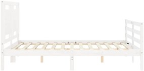 Estrutura de cama com cabeceira 160x200 cm madeira maciça