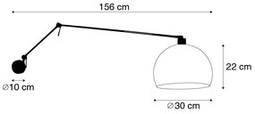 Candeeiro de parede preto com abajur branco 30 cm regulável - Blitz Moderno