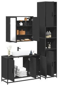 vidaXL 3 pcs conjunto móveis casa de banho derivados de madeira preto