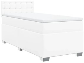 Cama com molas/colchão 90x200 cm couro artificial branco