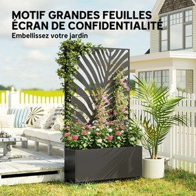 Floreira com treliça, floreira 90 x 30 x 160 cm, com proteção contra olhares curiosos e rodas bloqueáveis, metal, preta