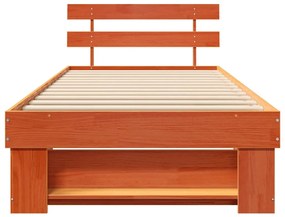 Estrutura da Cama com cabeceira Castanho-mel 90 x 190 cm