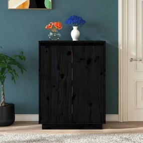 vidaXL Sapateira 60x35x80 cm madeira de pinho maciça preto